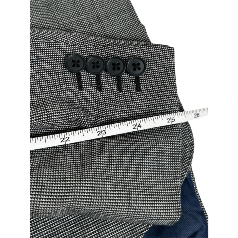 Saks Fifth Avenue Black White Slim Fit Silk Wool Sport Coat Formal Blazer 40R